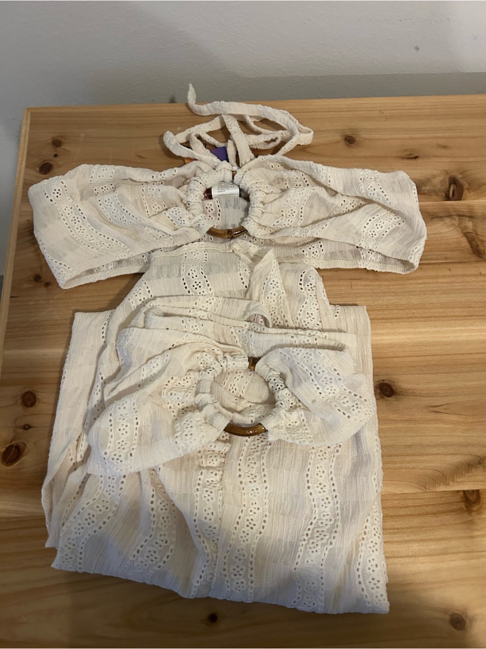 Fit For You Boho Beach Vacation Cottage Core 3x Eyelet Two Piece Skirt Set NWT